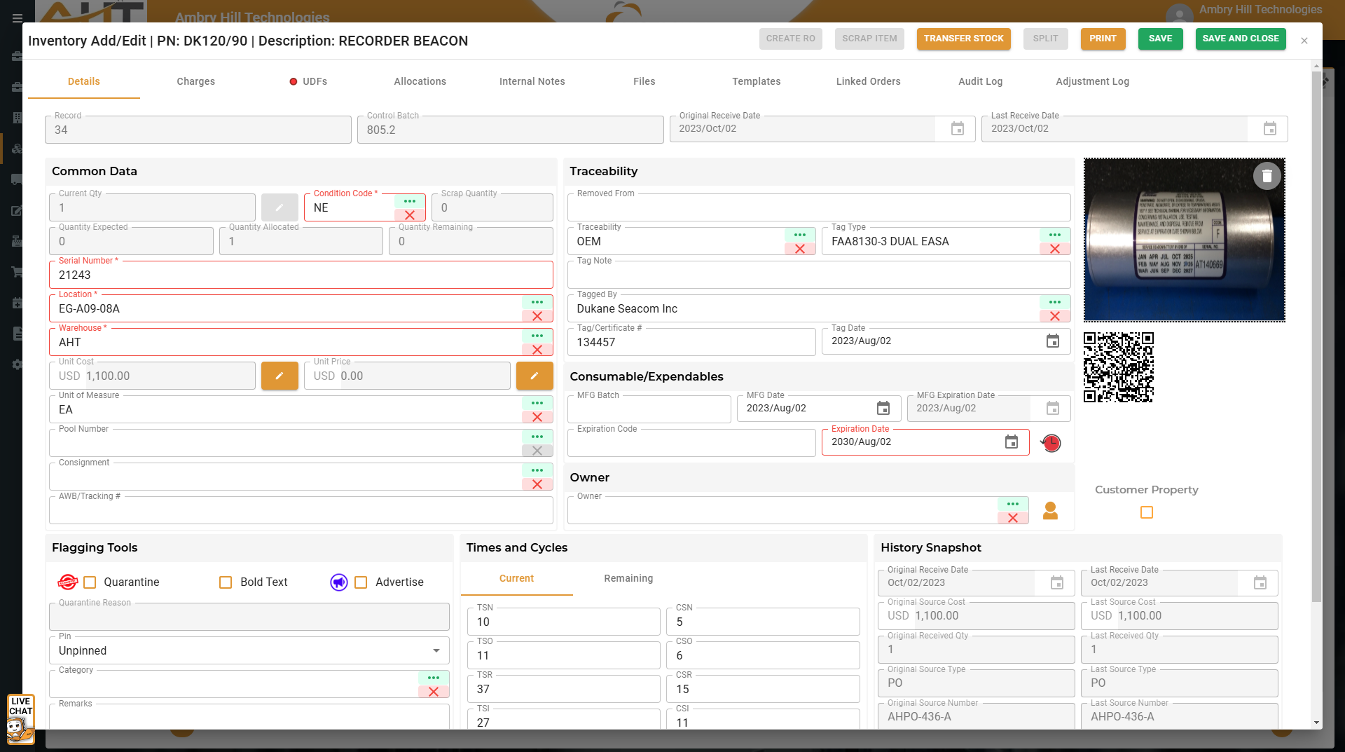 Aircraft Parts and Inventory ERP Software | Ambry Hill Technologies